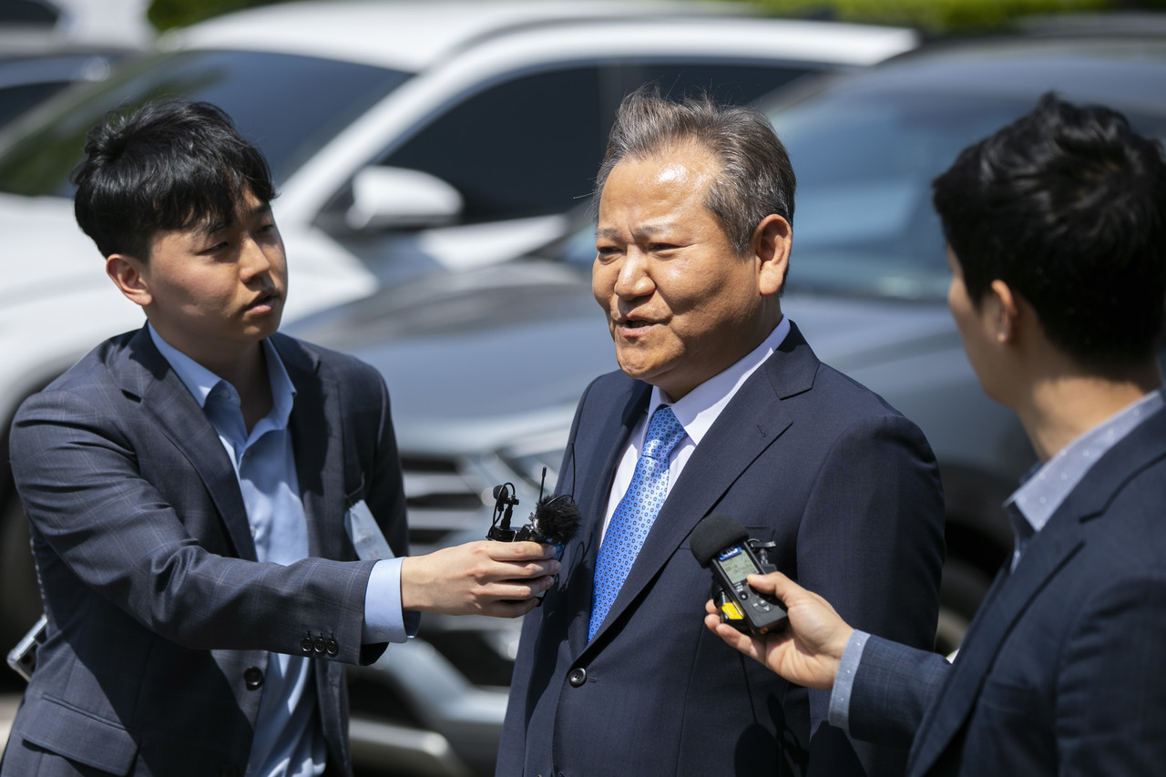  5월9일 이상민 행정안전부 장관이 탄핵심판 1차 변론기일에 출석하고 있다. ⓒ시사IN 신선영