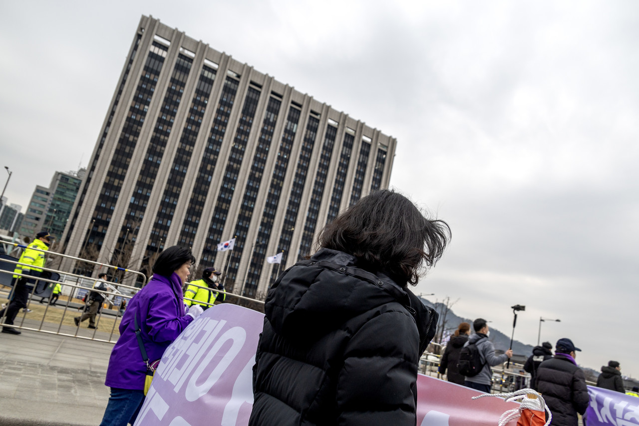 정부청사 향해 가는 유가족들. ⓒ시사IN 박미소